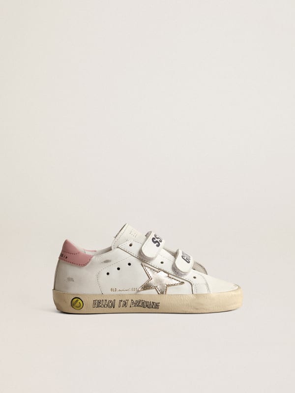 Old School Young with metallic leather star and pink heel tab | Golden ...