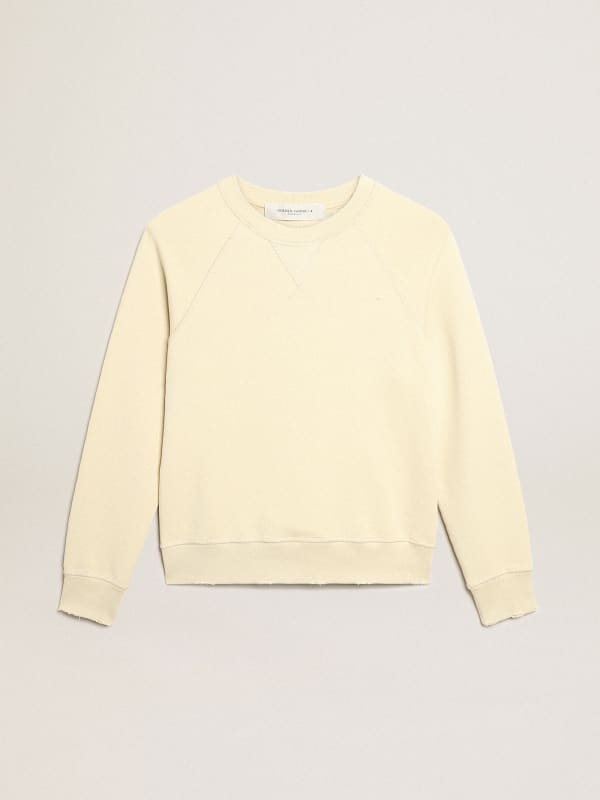 Marzipan-colored sweatshirt with lettering on the back | Golden Goose