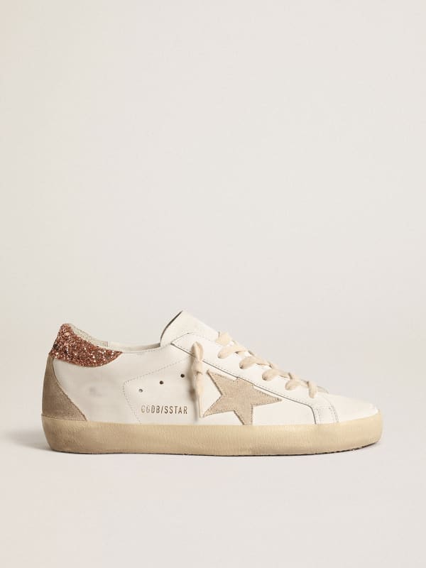 Super-Star with a suede star and peach-pink glitter heel tab | Golden Goose