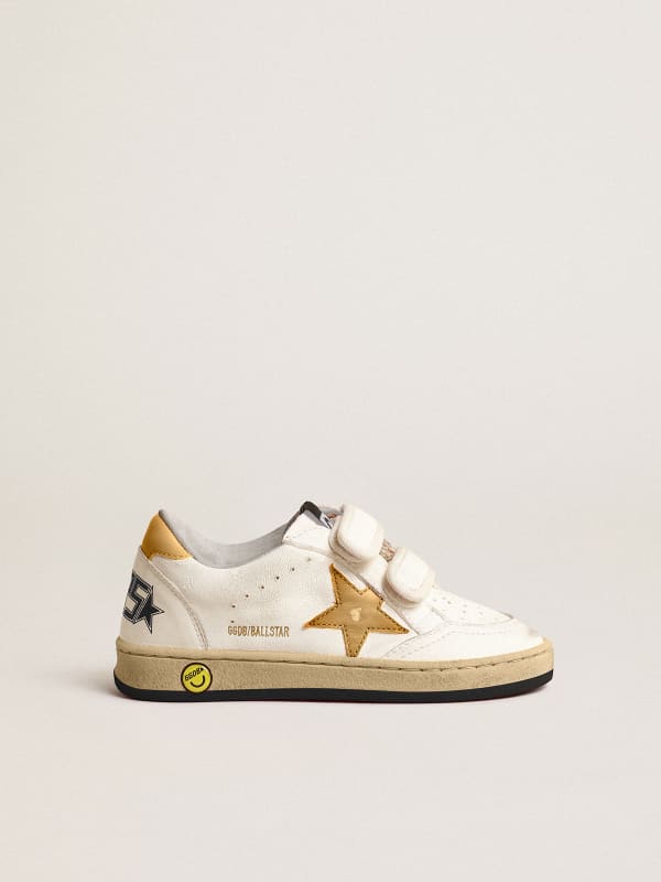 Ball Star Young with gold metallic leather star and heel tab | Golden Goose