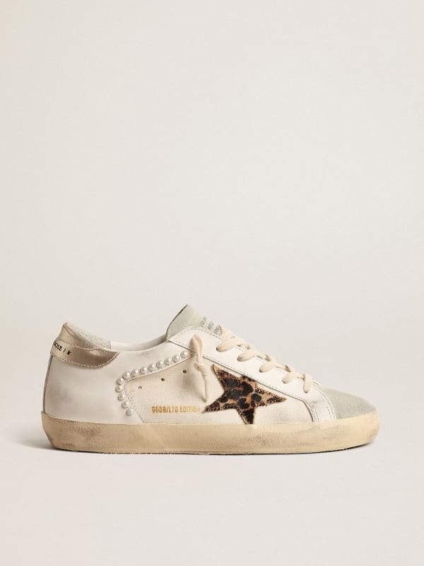 Super-Star LTD in canvas and leather with leopard-print pony skin star ...