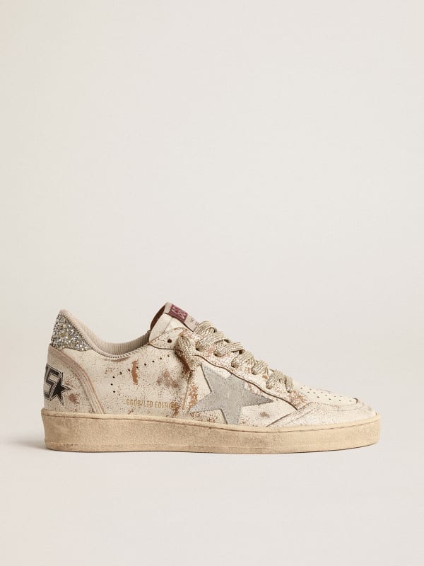 Ball Star LTD with suede star and platinum glitter heel tab | Golden Goose