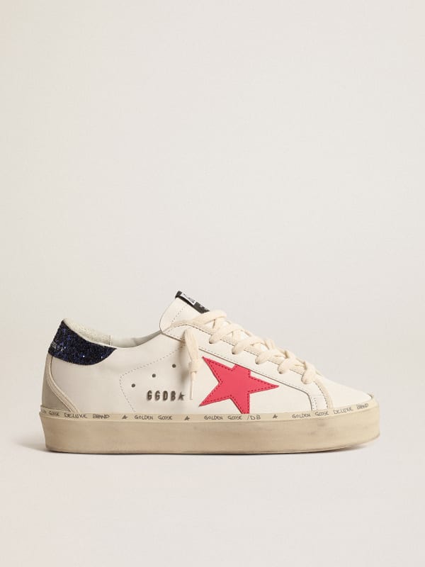 Hi Star with fuchsia leather star and blue glitter heel tab | Golden Goose