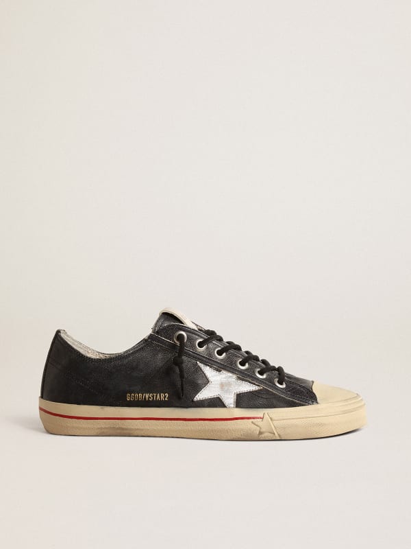 V-Star LTD in blue leather with silver metallic leather star | Golden Goose