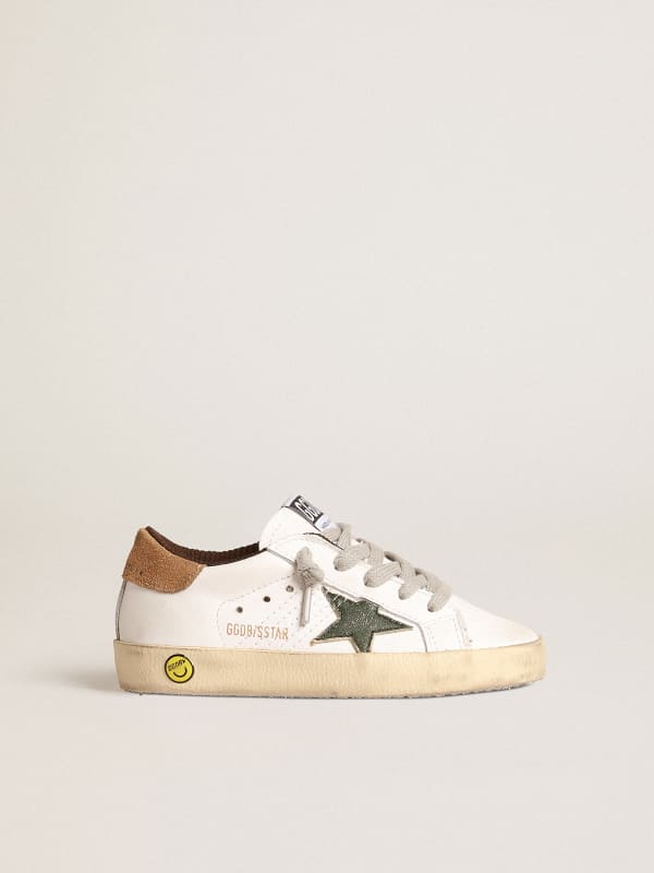Super-Star Young with green nappa star and brown suede heel tab ...