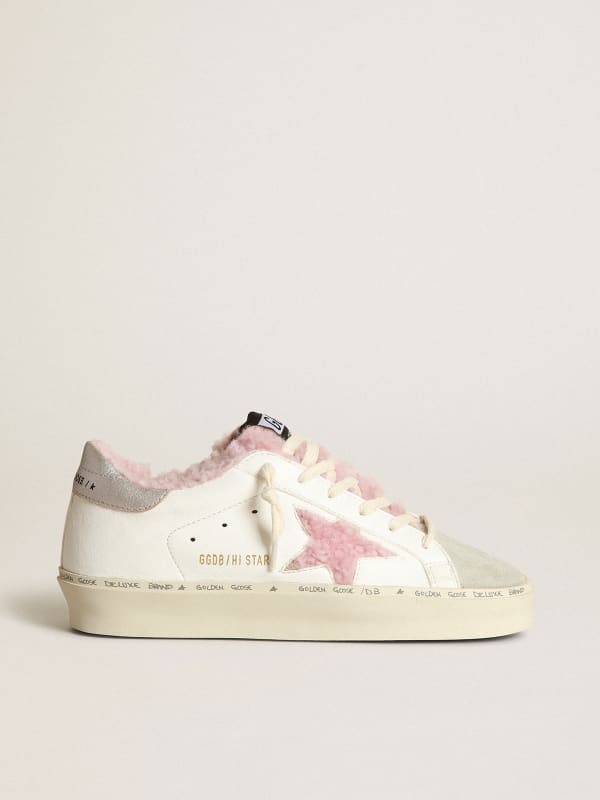 Hi Star in white nappa with pink shearling star and lining | Golden Goose