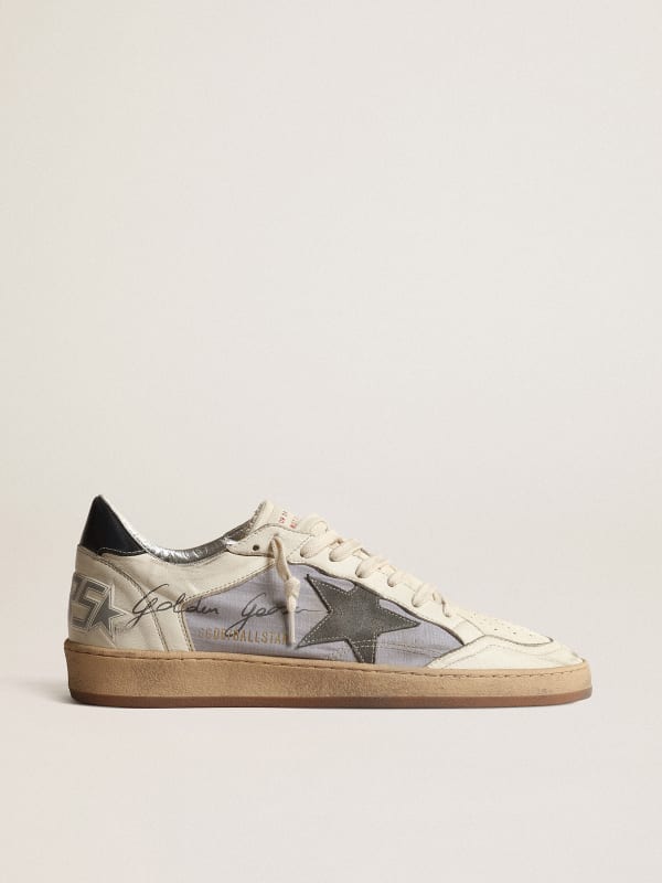Ball Star in nappa and reflective nylon with dark gray suede star ...