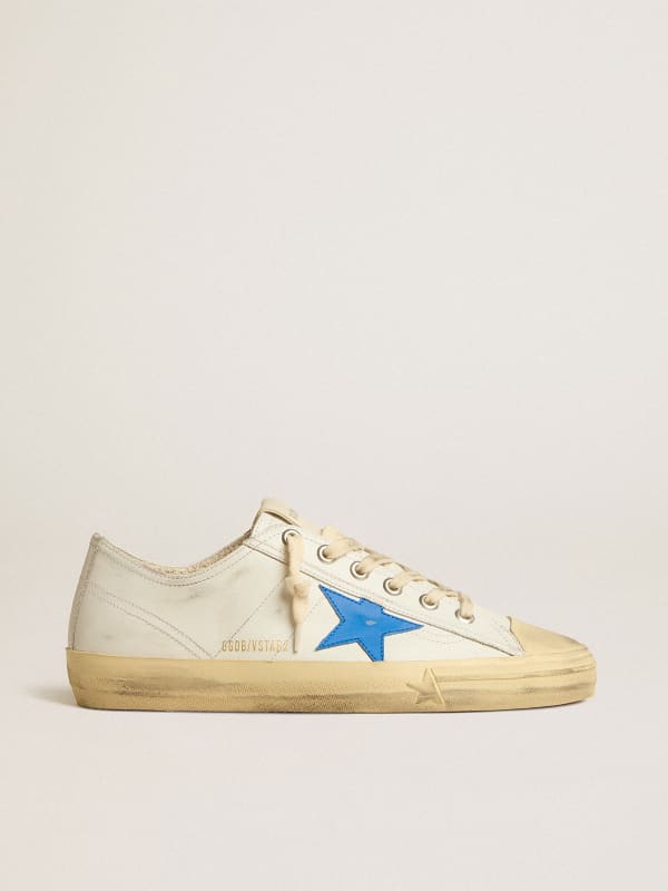 V-Star in white leather with light blue leather star | Golden Goose
