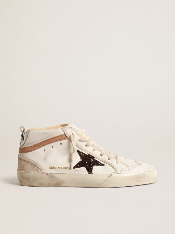 Mid Star LTD in nappa with glitter star and nude leather flash | Golden ...