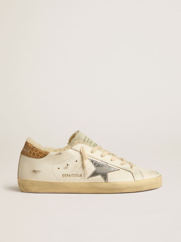 Super-Star with silver leather star and crocodile-print leather heel ...