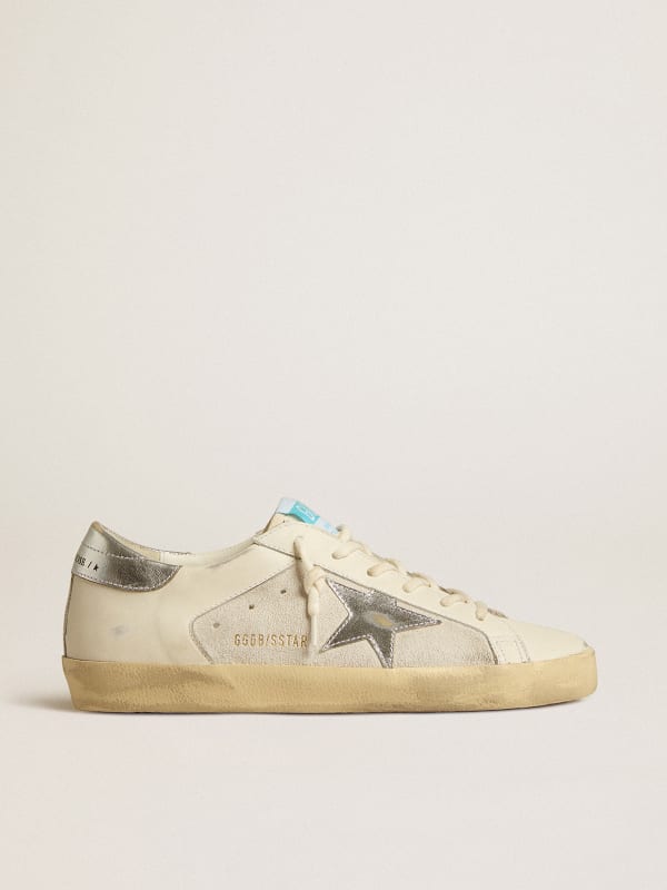 Super Star in white leather and suede with silver and gold leather