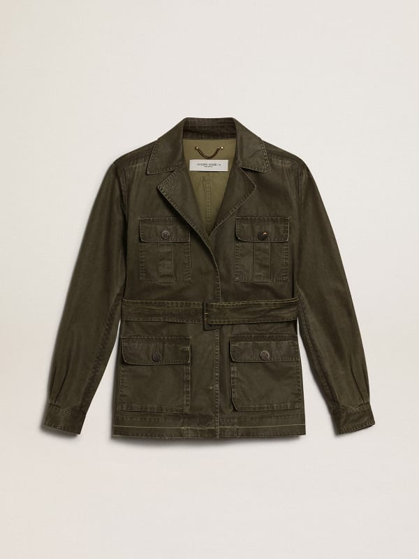 Men's safari jacket in military green canvas | Golden Goose