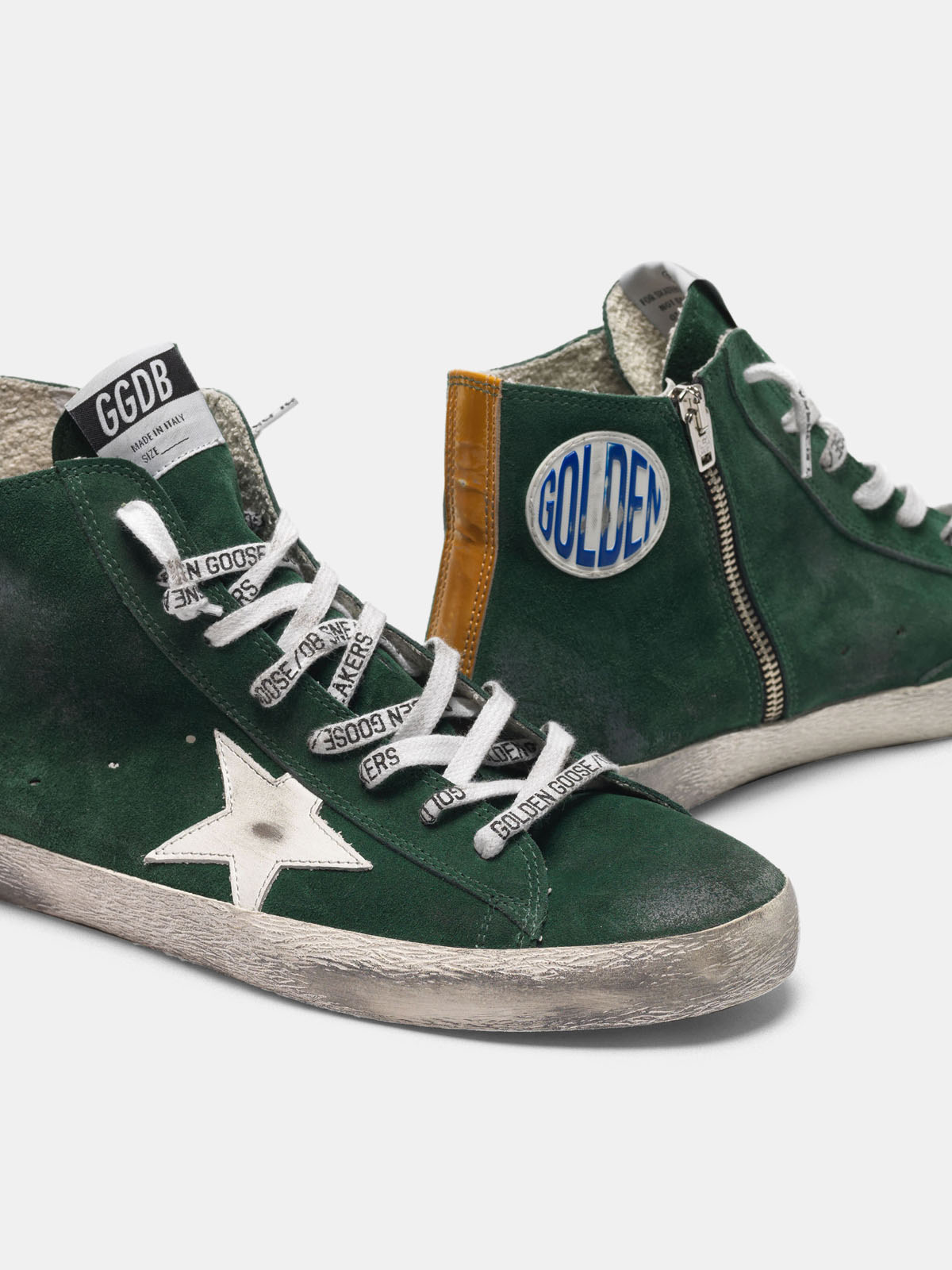 golden goose green suede