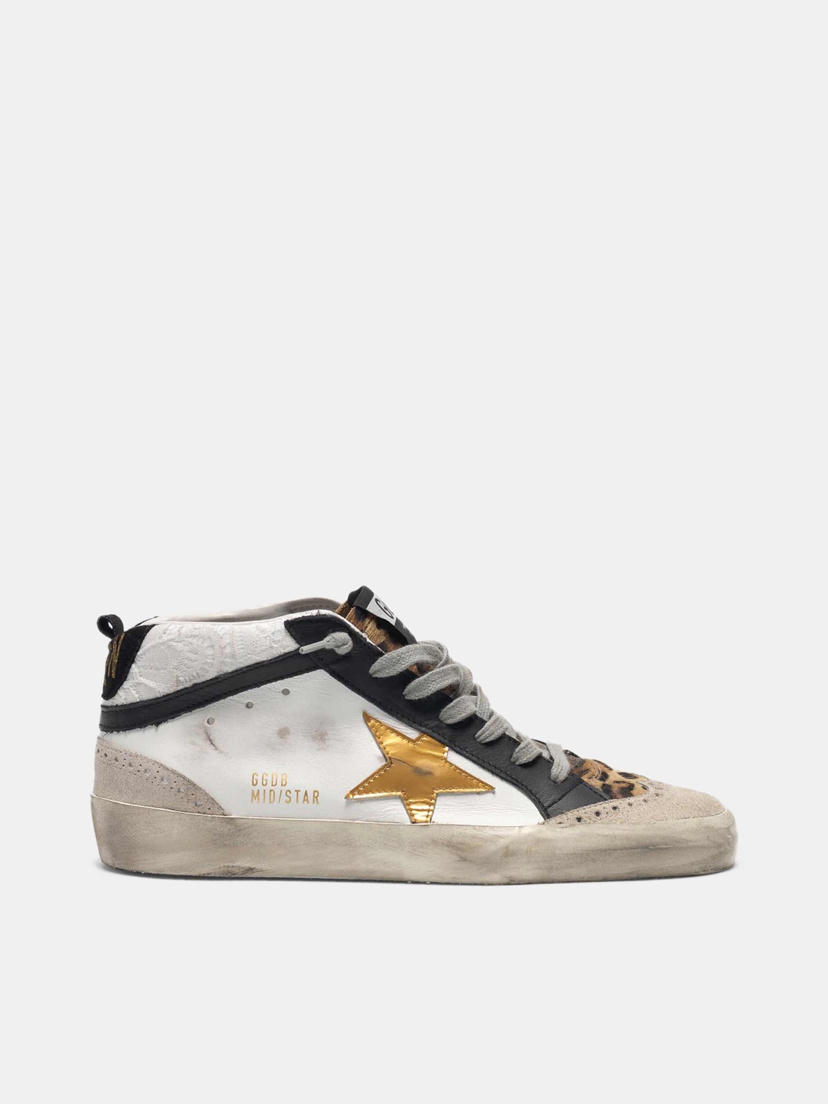 golden goose white leopard mid star sneakers