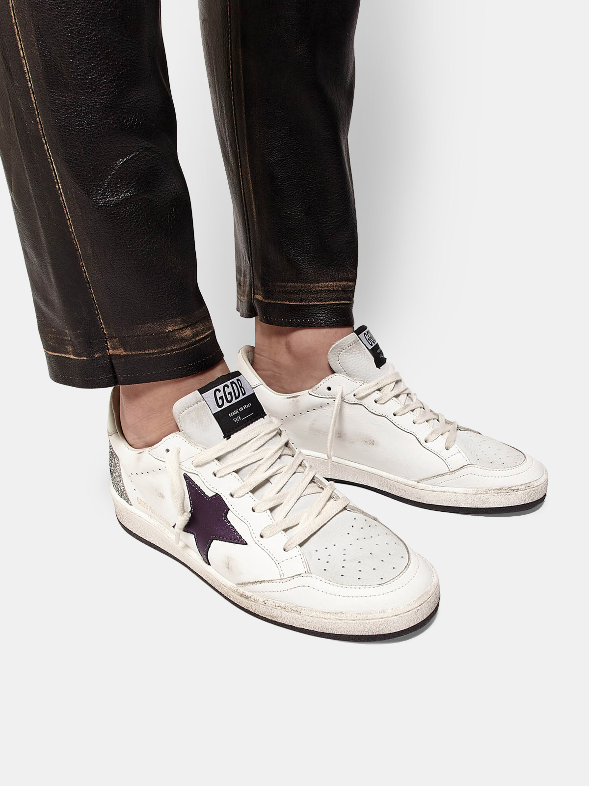 ball star sneakers with ggdb star and glittery heel tab