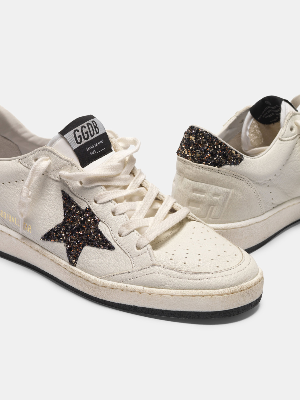 ball star sneakers with ggdb star and glittery heel tab