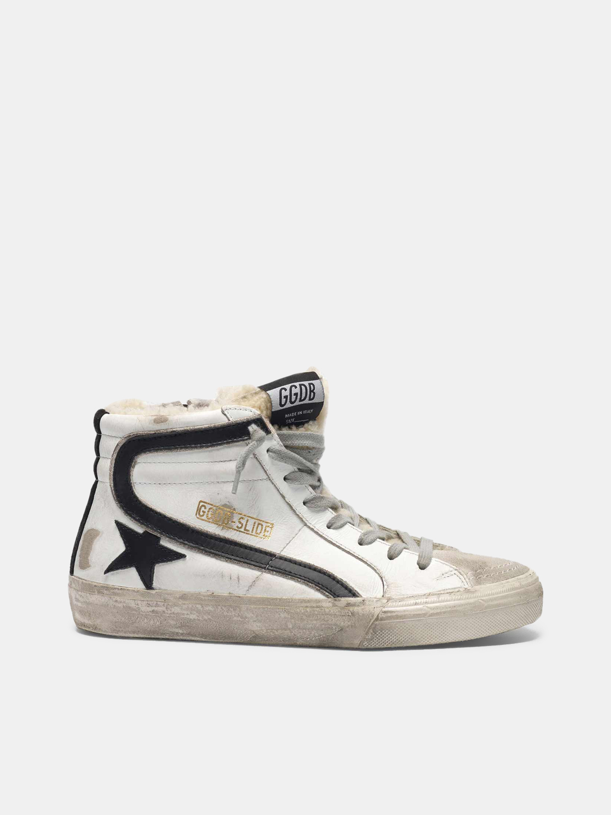 golden goose shearling slide sneakers