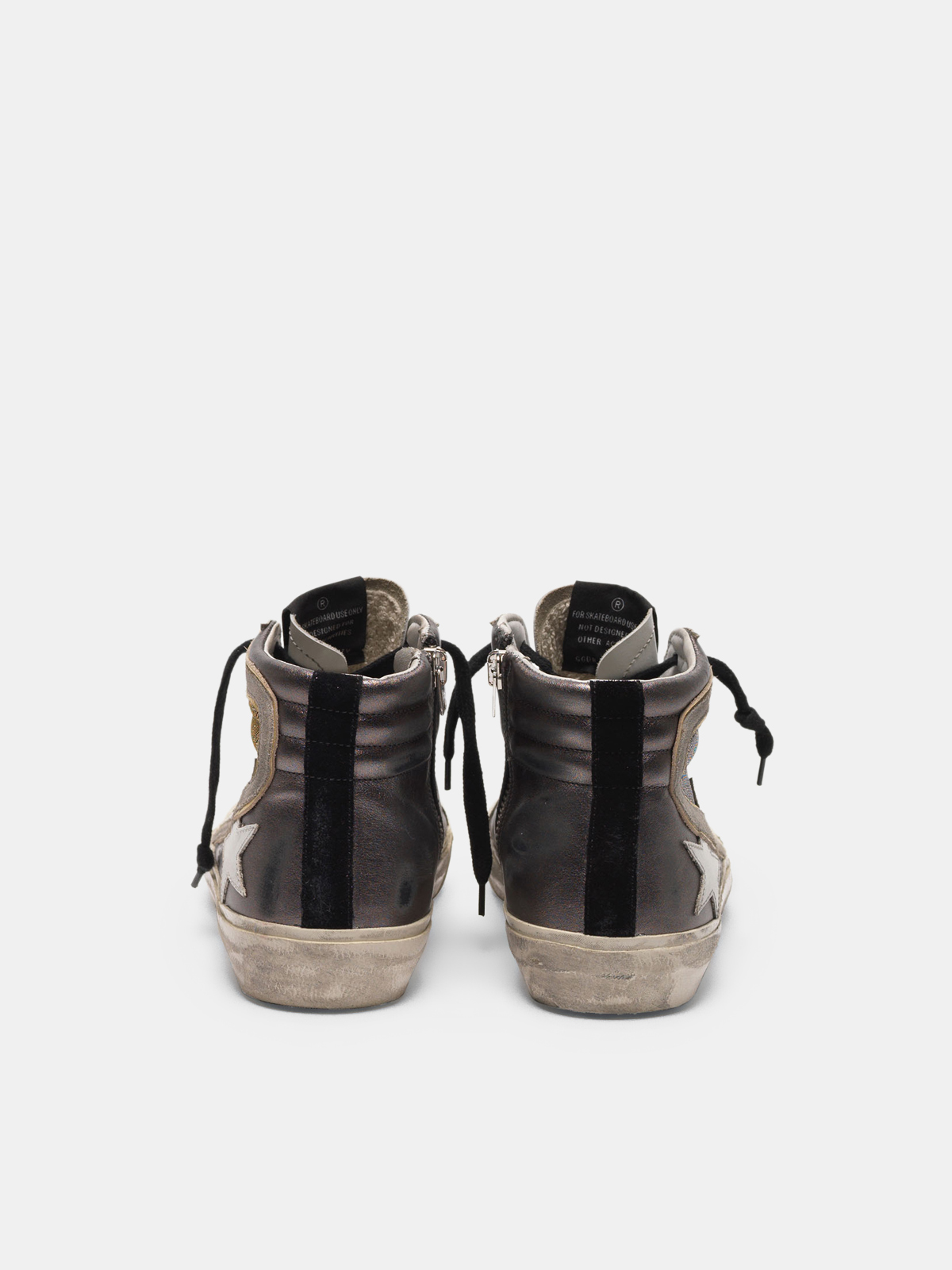 Slide sneakers in metallic leather with 