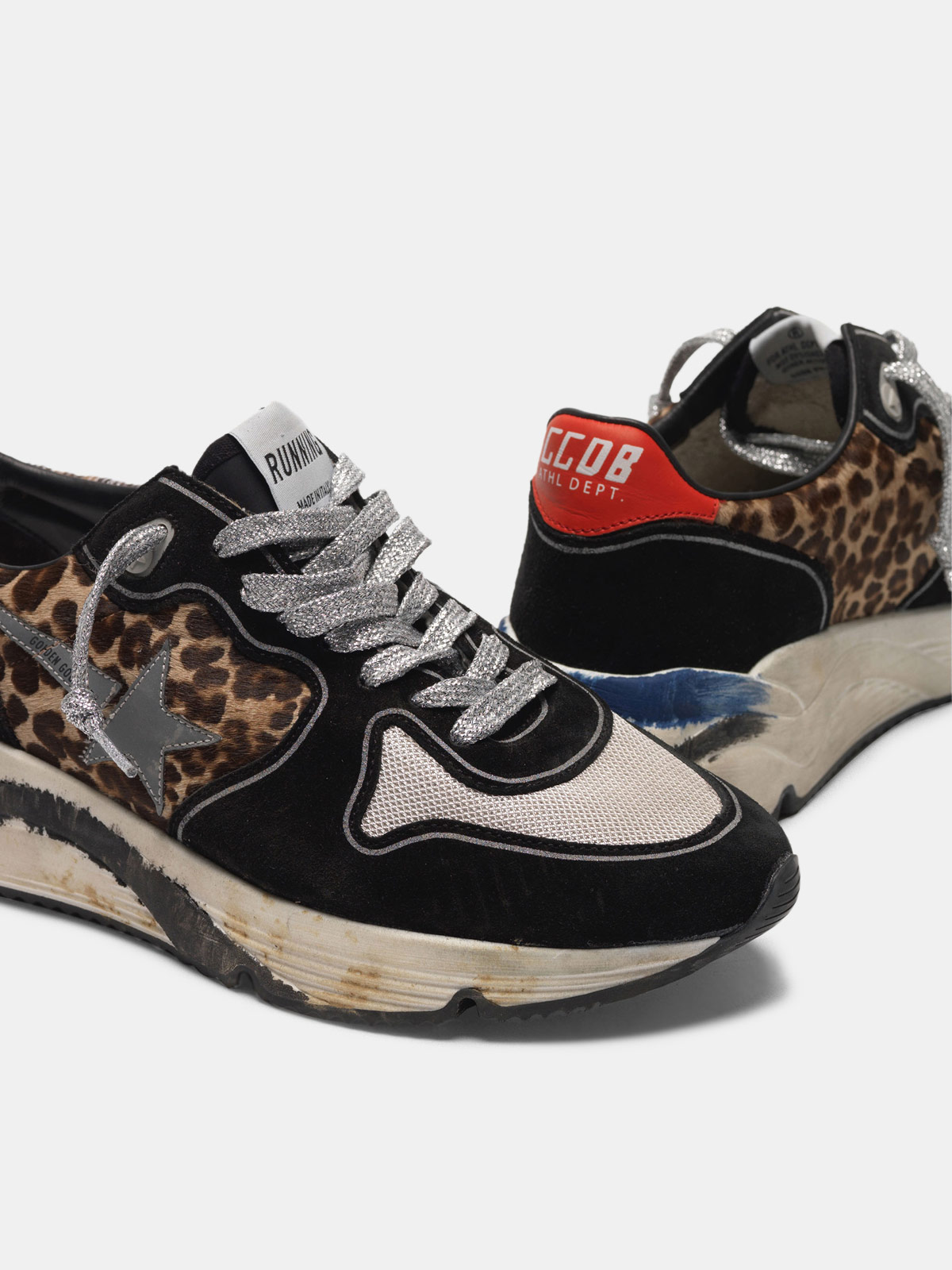 leopard print running trainers