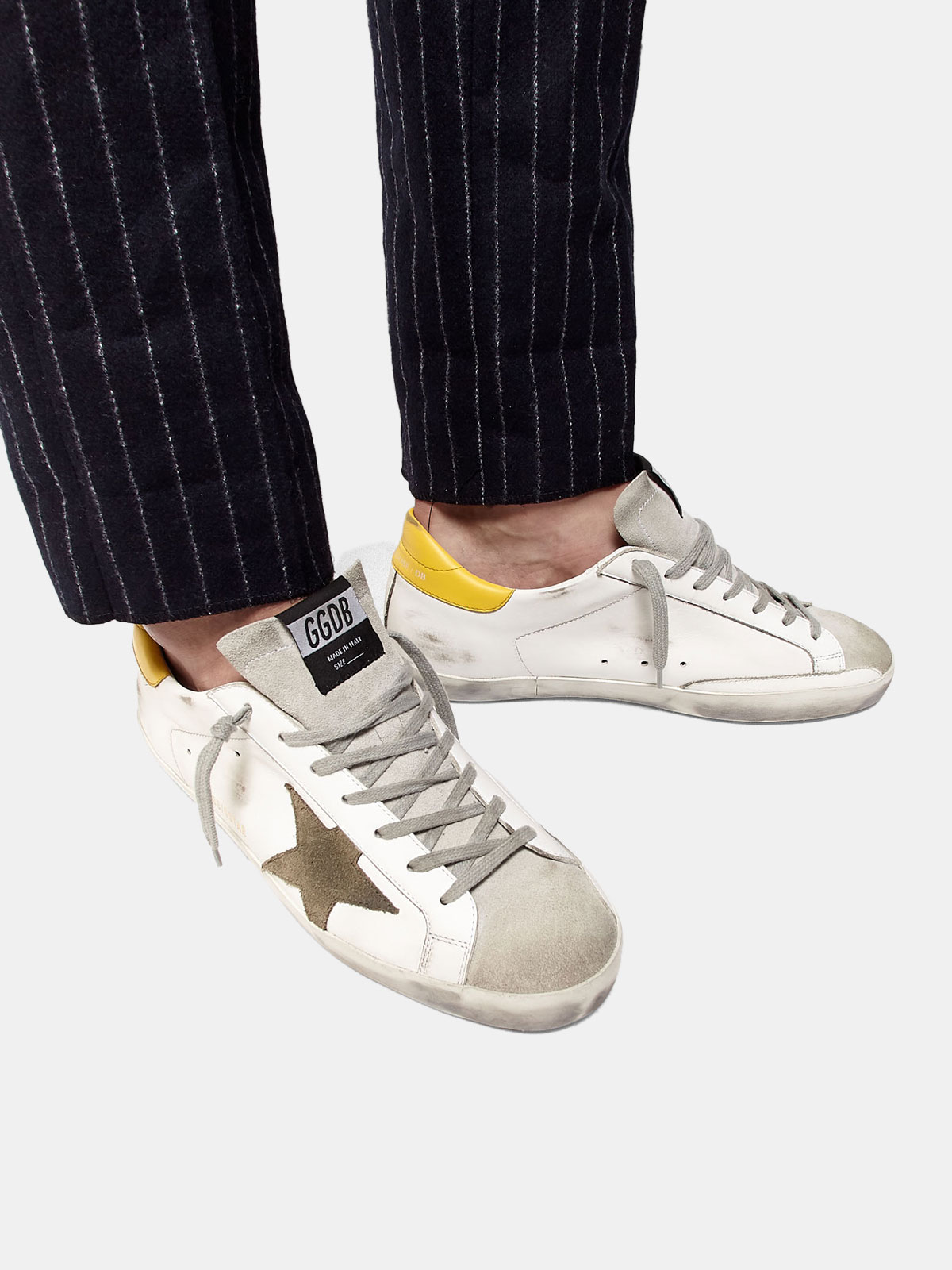 superstar sneakers in leather with star and heel tab in suede