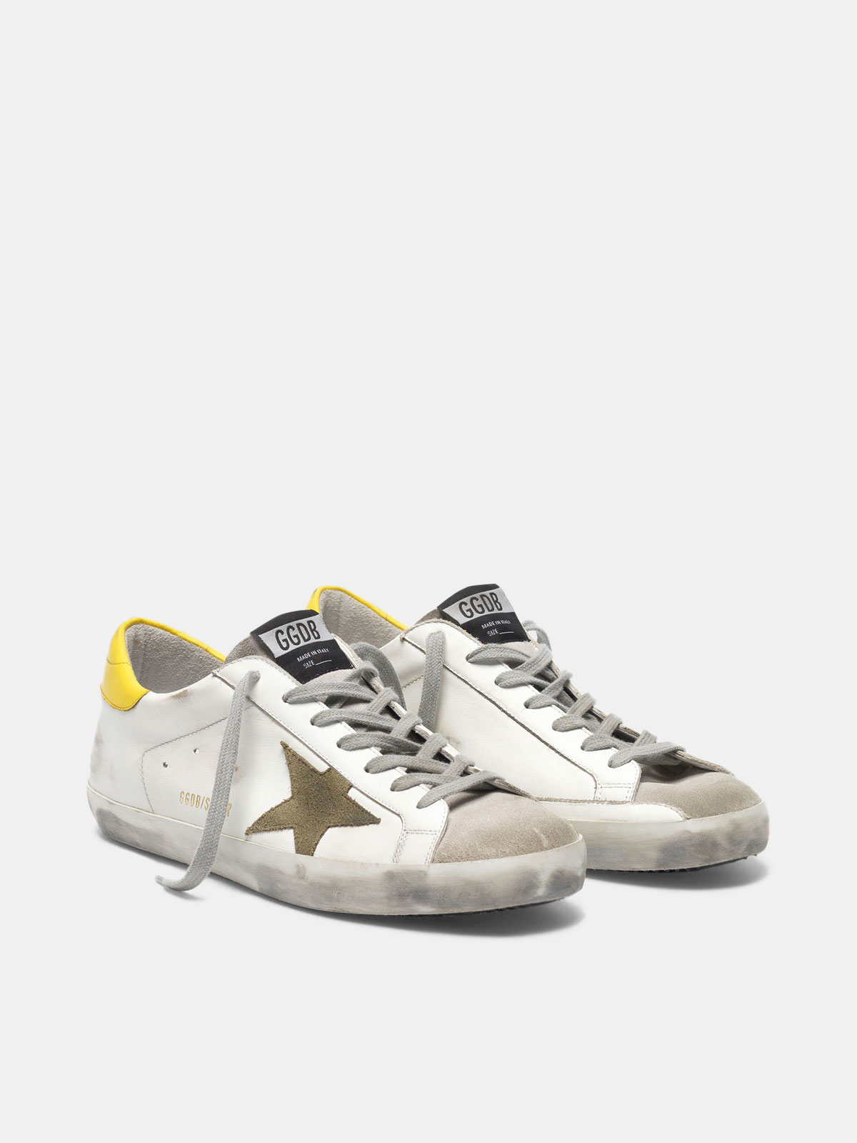 superstar sneakers in leather with star and heel tab in suede