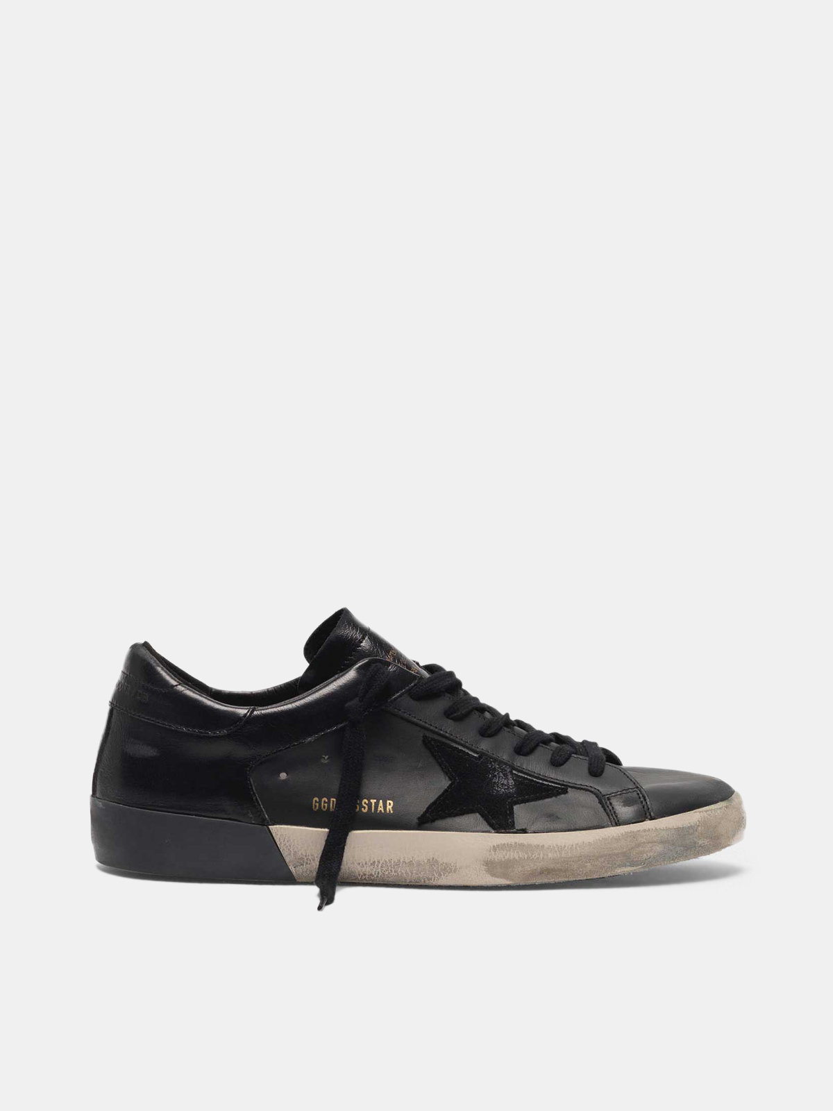 superstar sneakers in leather with glossy heel tab