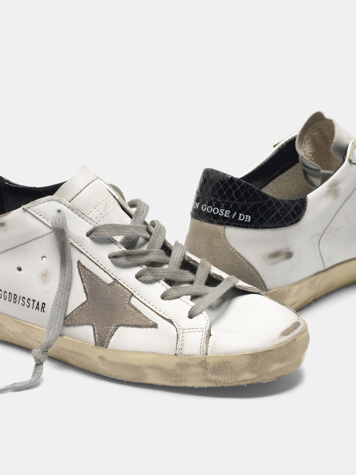 superstar sneakers in leather with glossy heel tab