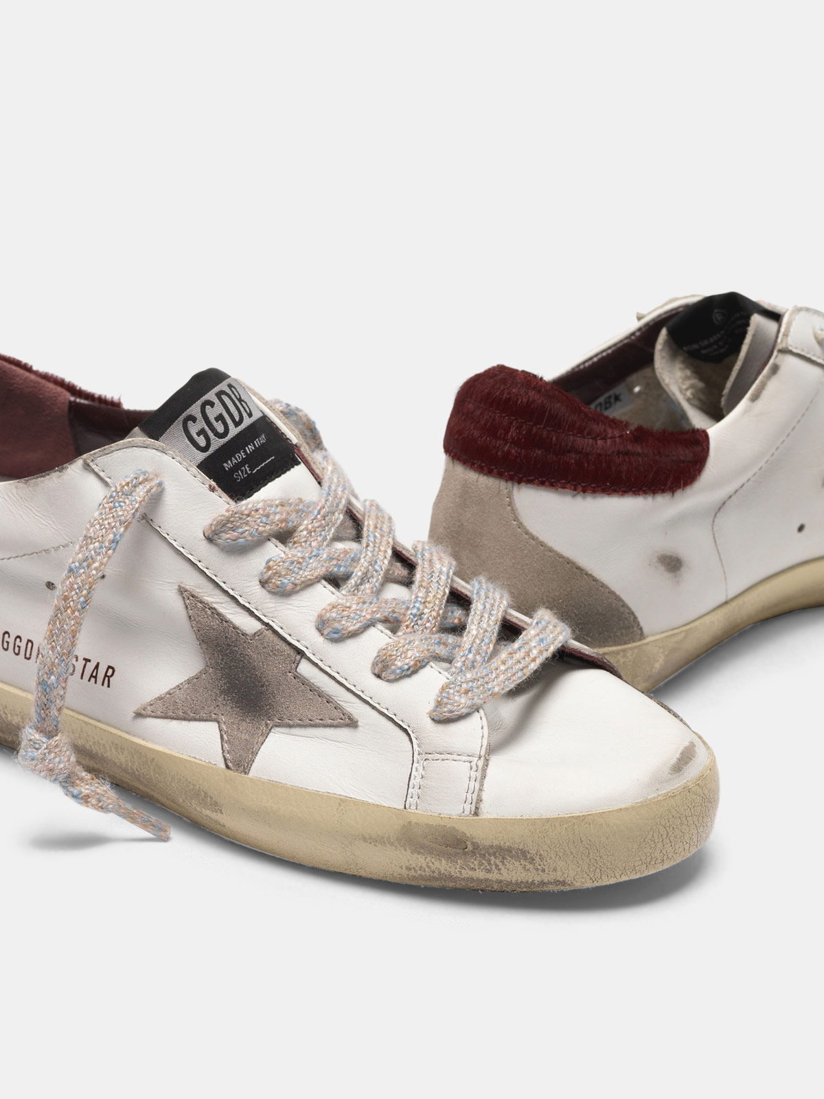 Super-Star sneakers with burgundy pony skin heel tab | Golden Goose