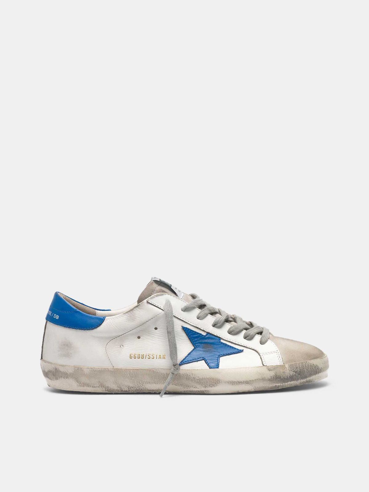 golden goose white leather blue suede