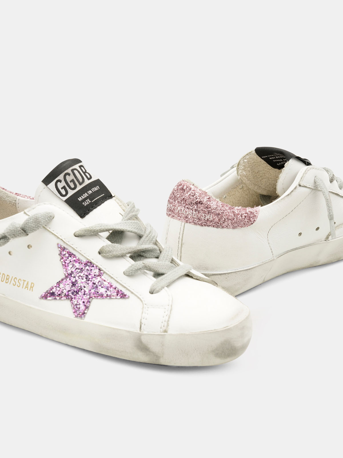 Sneakers Super Star Con Stella E Talloncino In Glitter Golden Goose