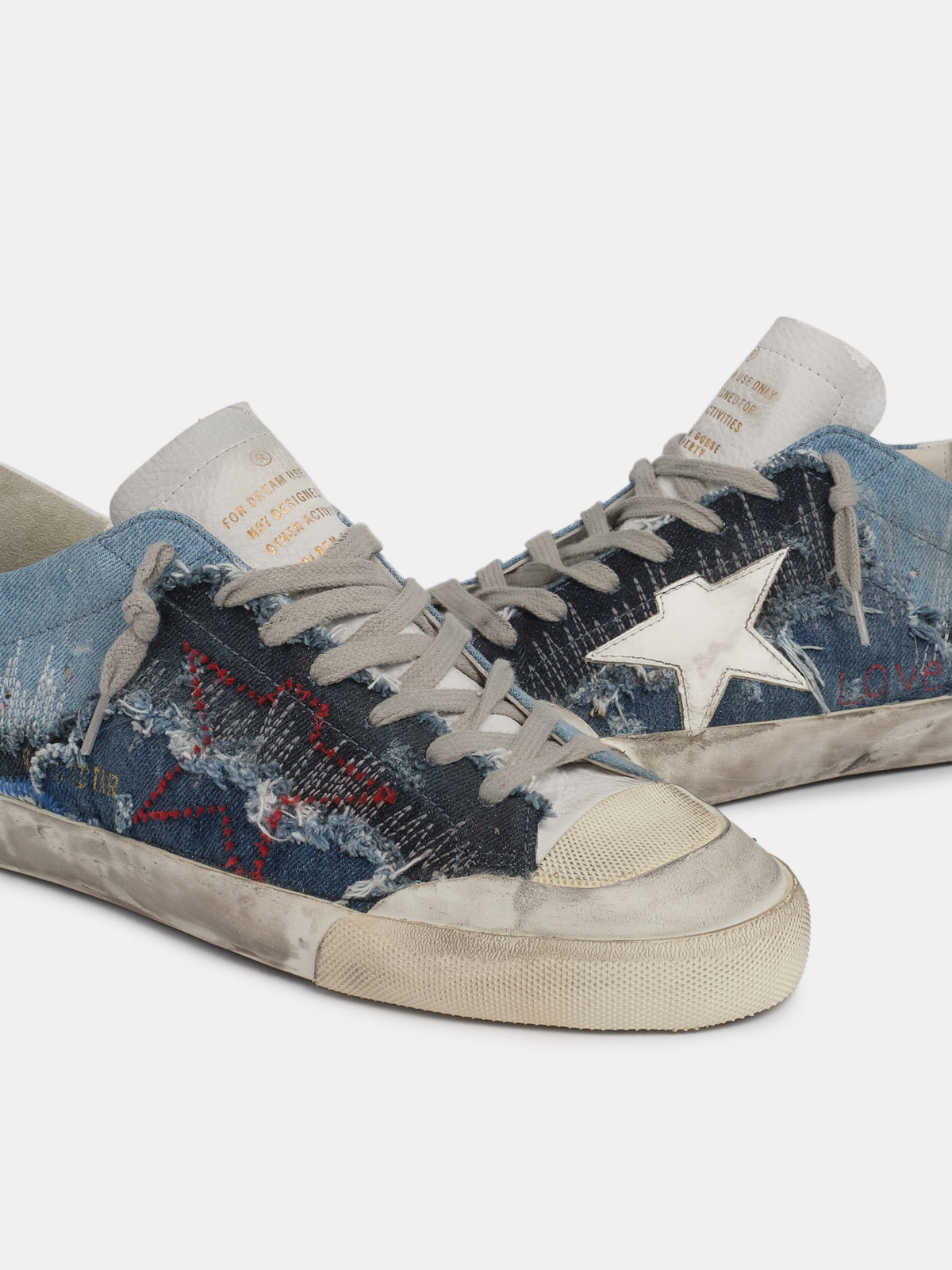 Saint Laurent Denim Sneakers With Star Detail