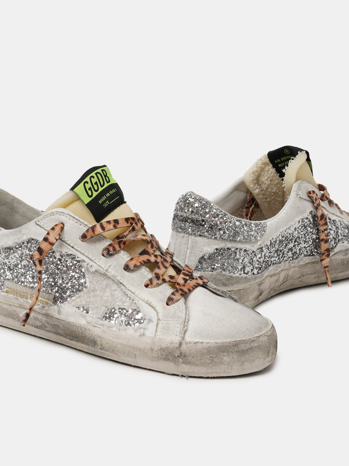 Women\'s Limited Edition LAB Super-Star sneakers with glitter and leopard- print laces | Golden Goose