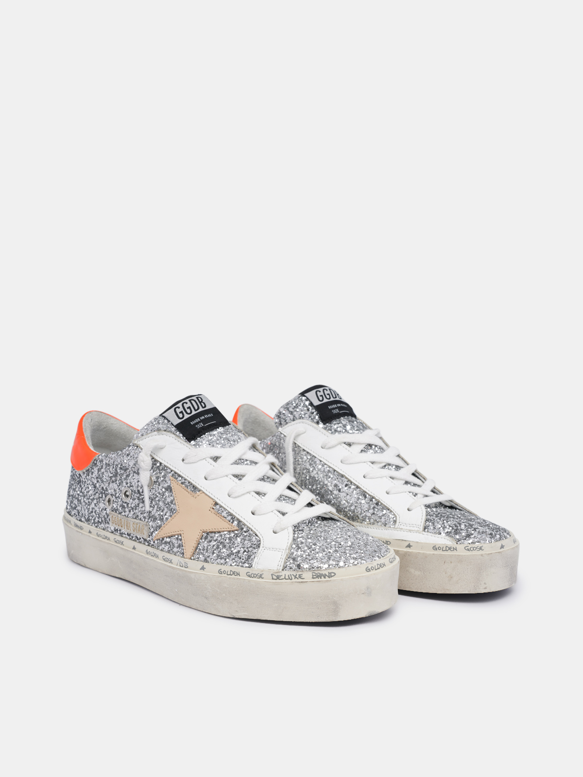 Orange Glitter Star Sneakers