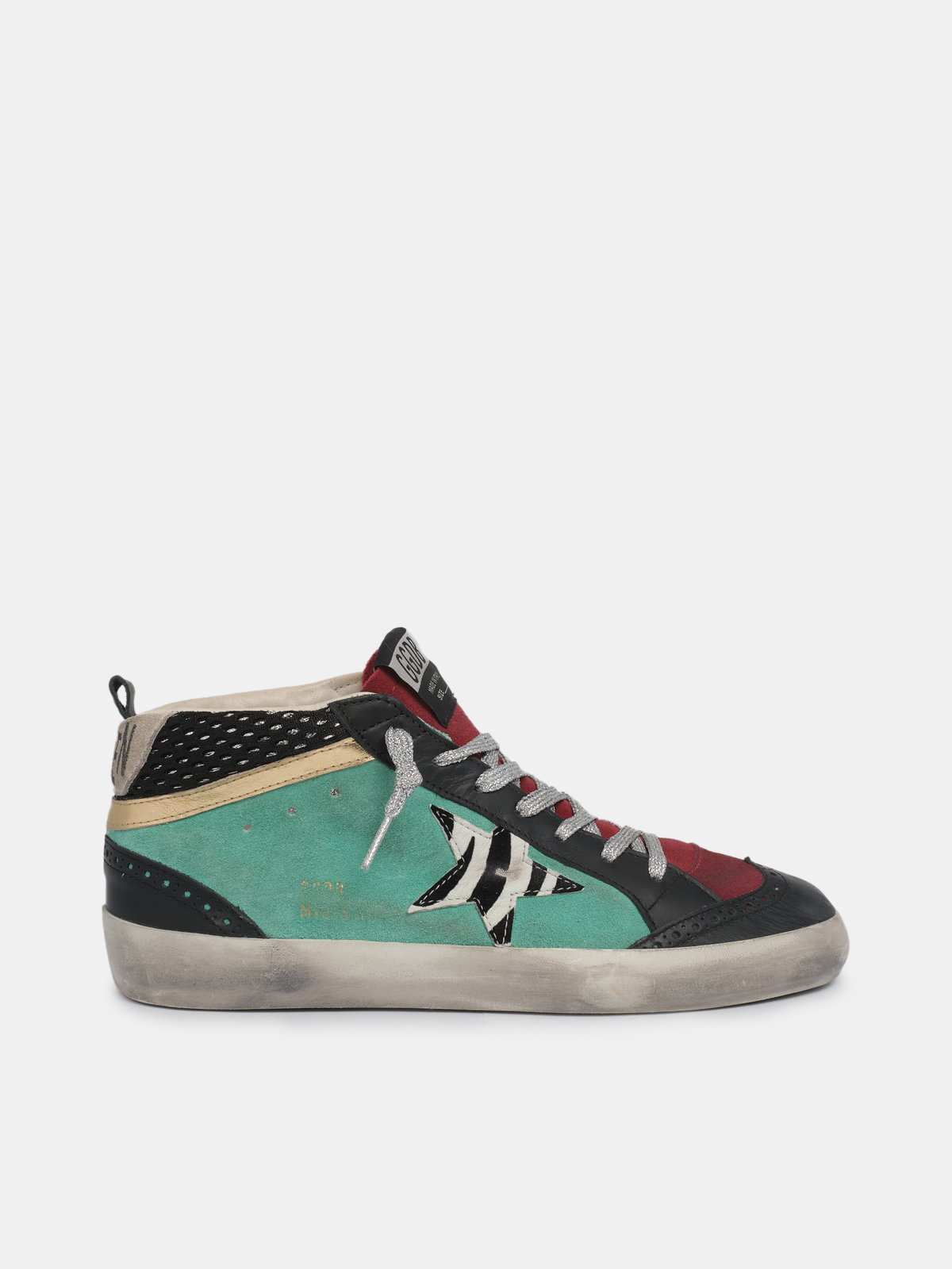 Mid Star sneakers with aqua green suede upper and zebra-print 