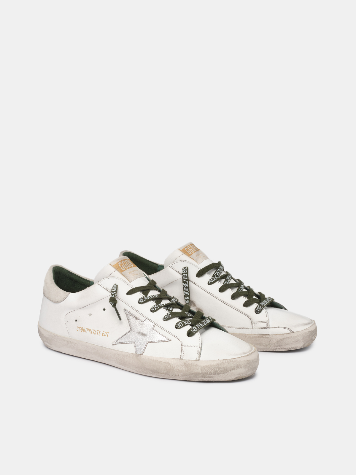 White and silver on sale golden goose sneakers