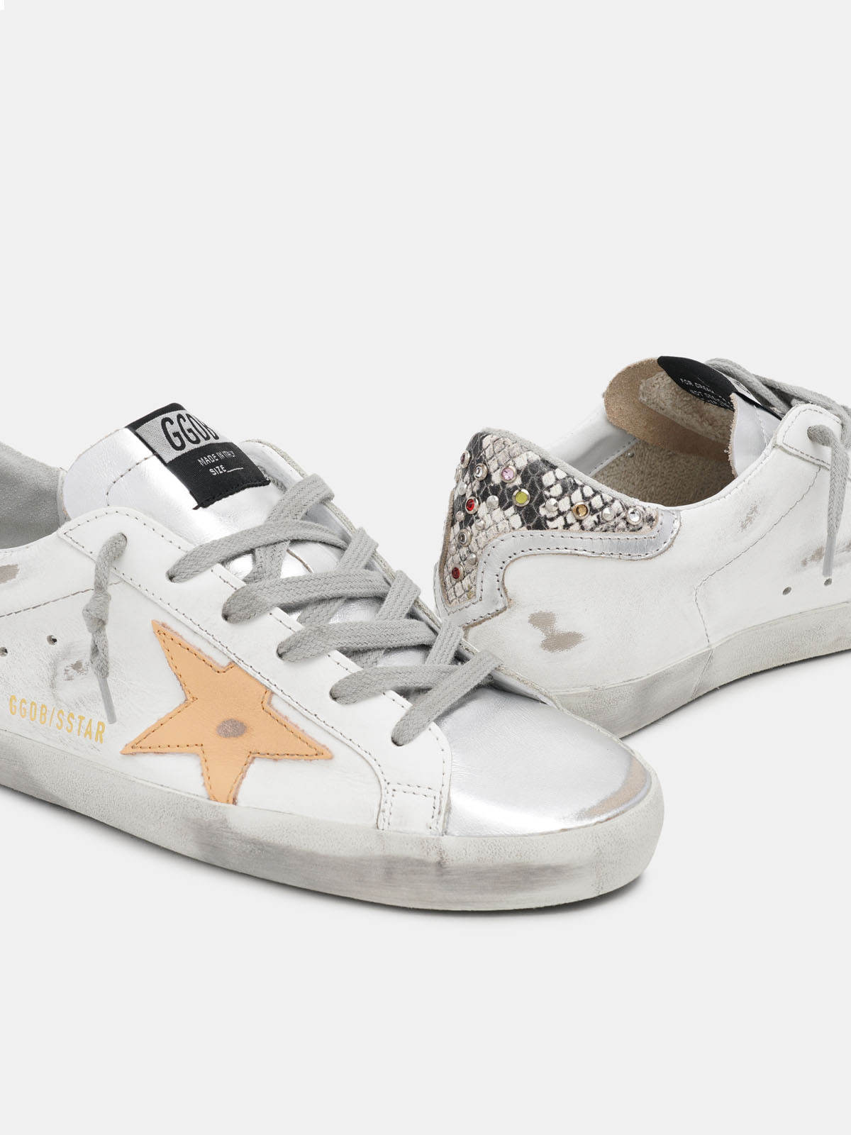 superstar sneakers in leather with glossy heel tab