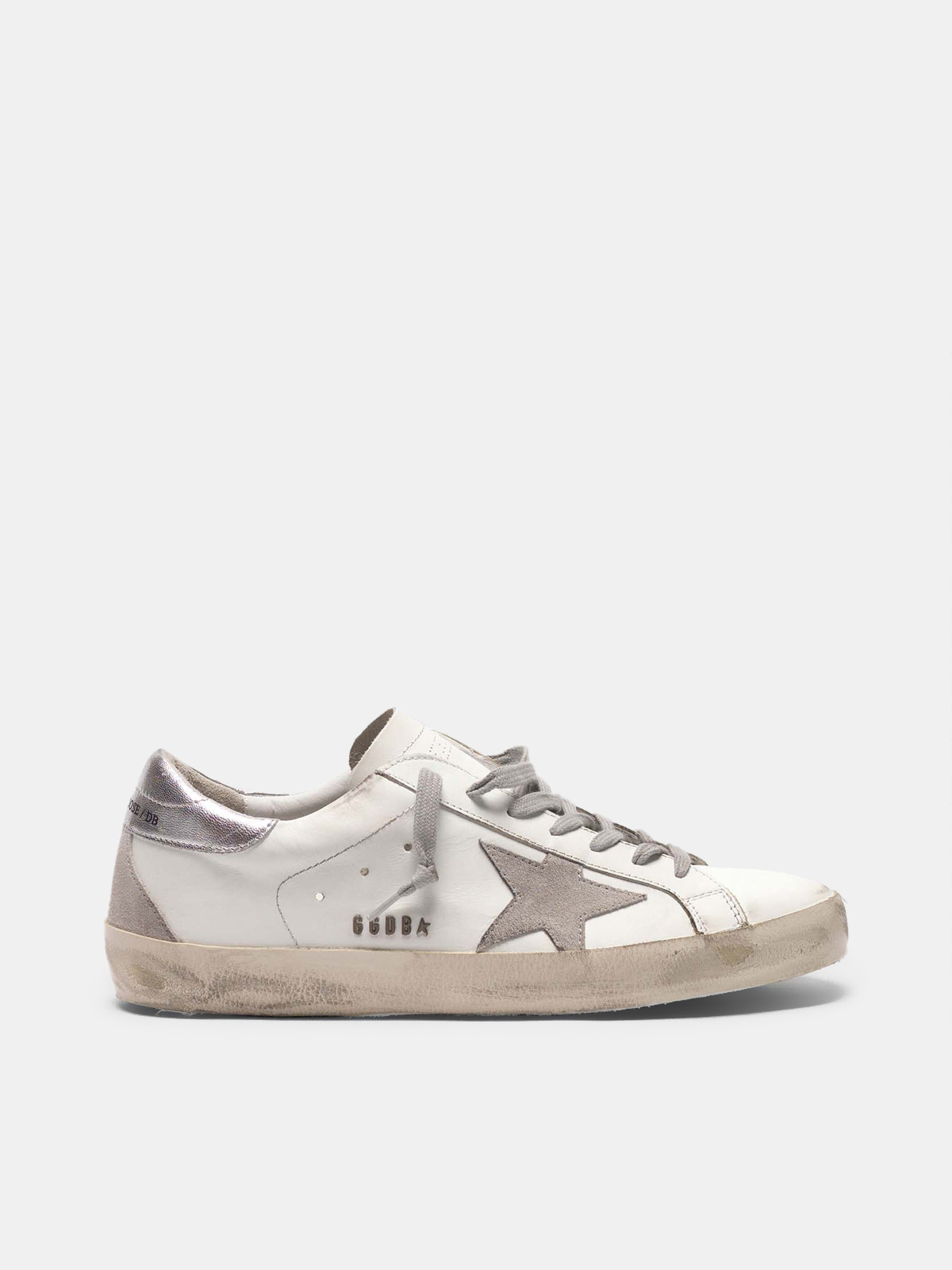 Super-Star sneakers with silver heel tab and metal stud lettering | Golden  Goose