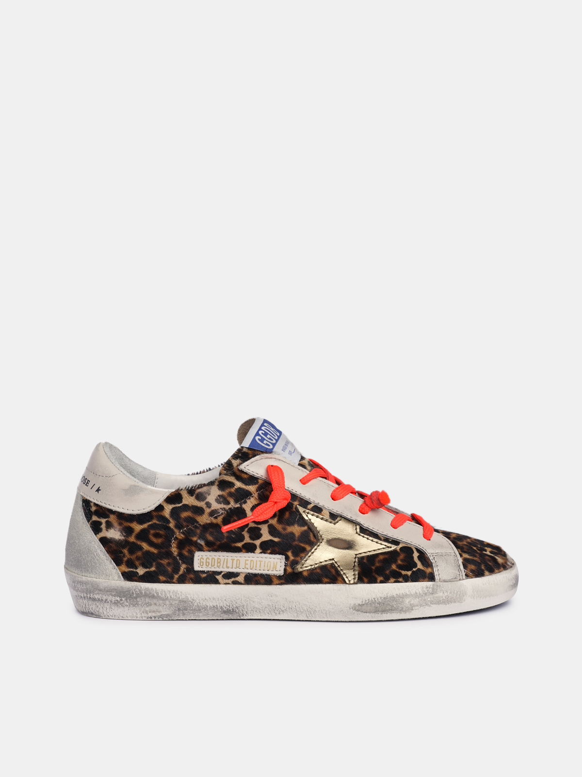 Super-Star sneakers in leopard-print pony with gold star | Goose