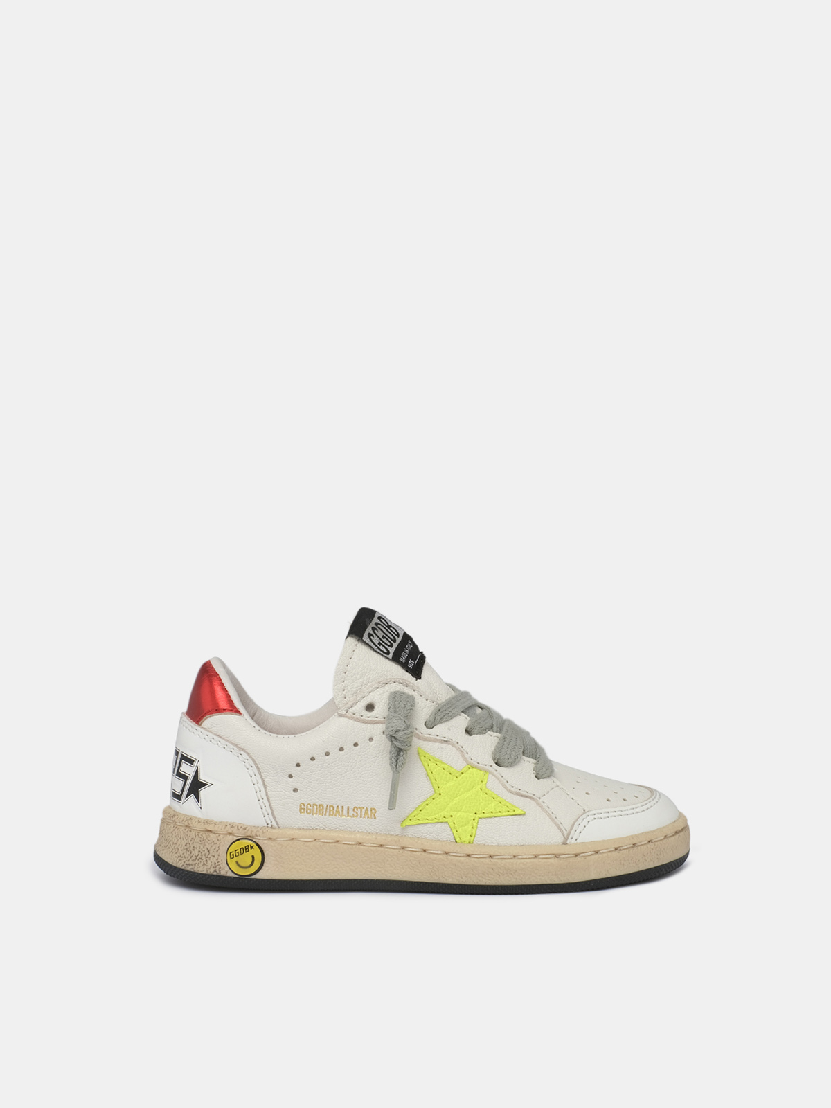 Ball Star sneakers with yellow crocodile-print star and red laminated heel  tab | Golden Goose