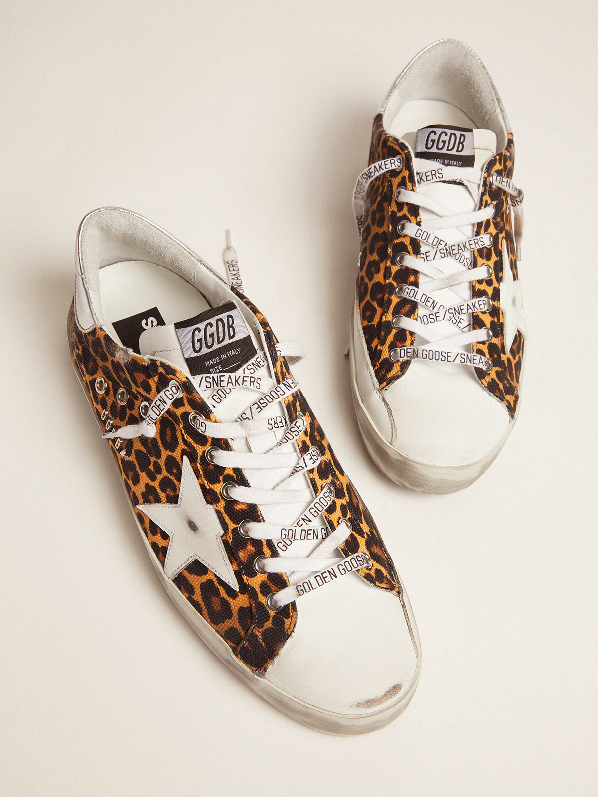 Super-Star LTD sneakers in canvas with leopard-print pattern | Golden Goose