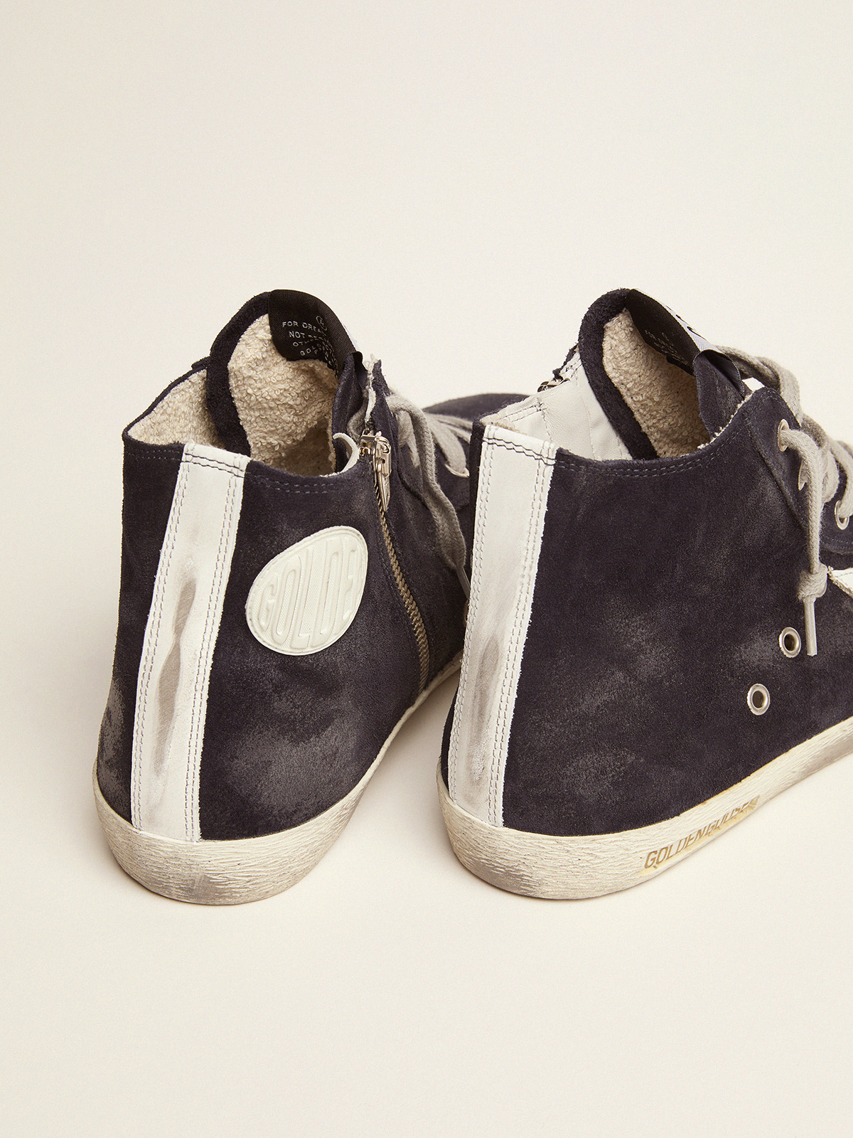 Men s Francy in leather with leather star and heel tab Golden Goose