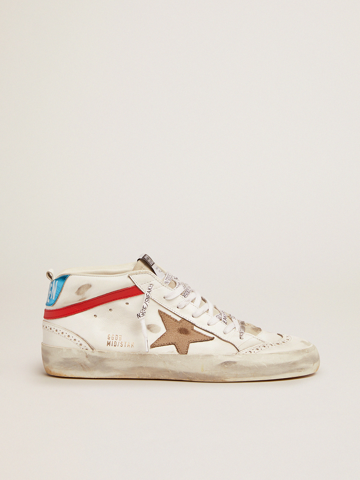 Mid Star sneakers with metallic blue heel tab and star in khaki 