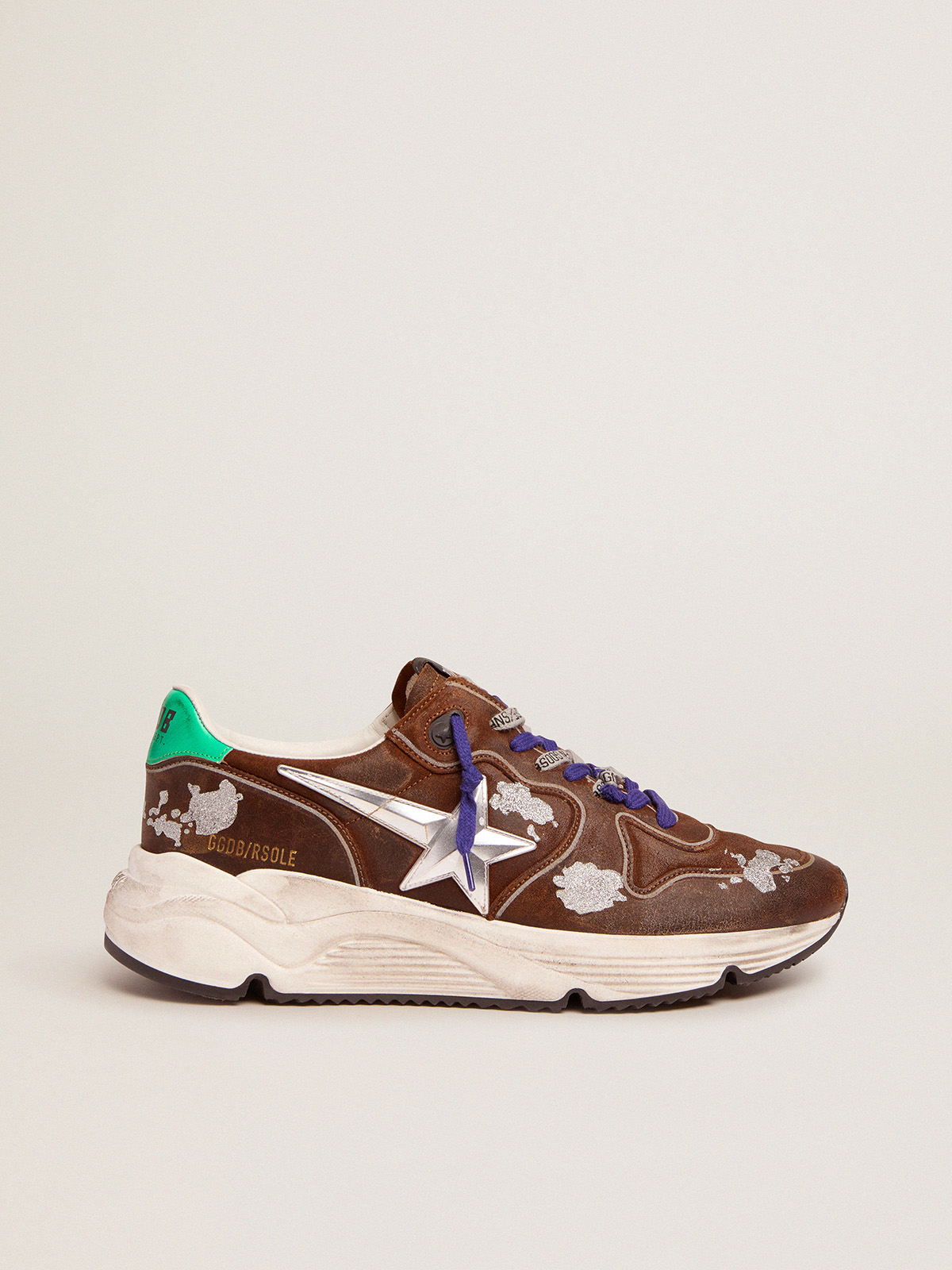 Running Sole sneakers in cognac-colored suede with 3D star | Golden Goose