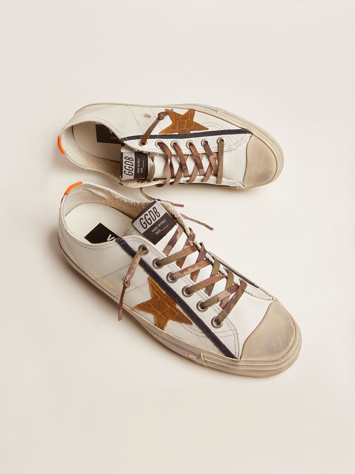 V-Star LTD sneakers in white leather with crocodile-print suede star |  Golden Goose