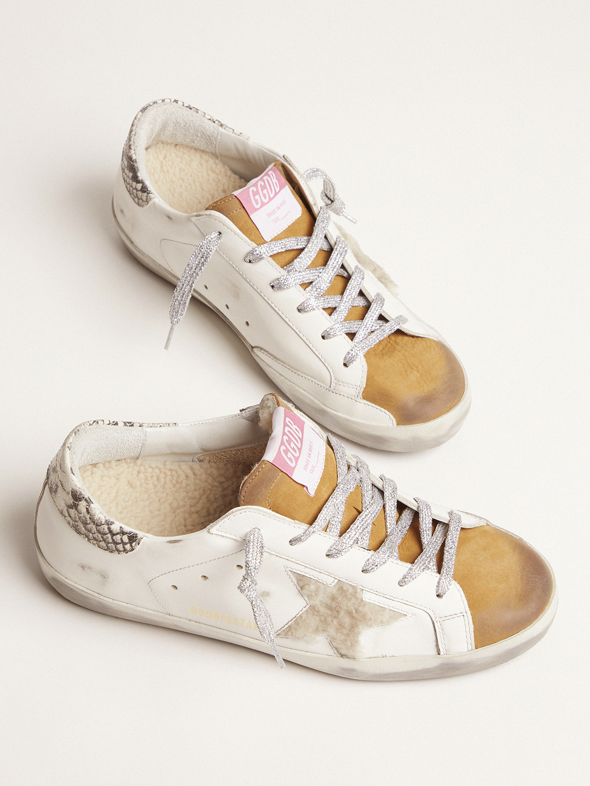 Super-Star sneakers made from shearling with snake-print heel tab | Golden  Goose