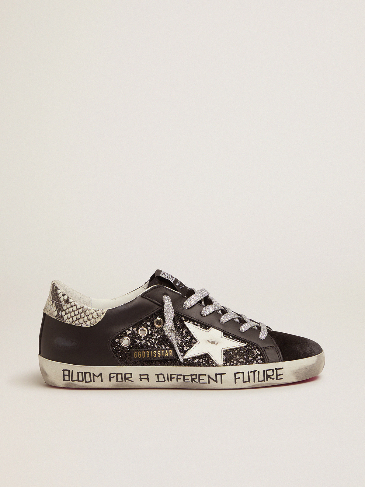 Super-Star sneakers with glitter and handwritten lettering | Golden Goose