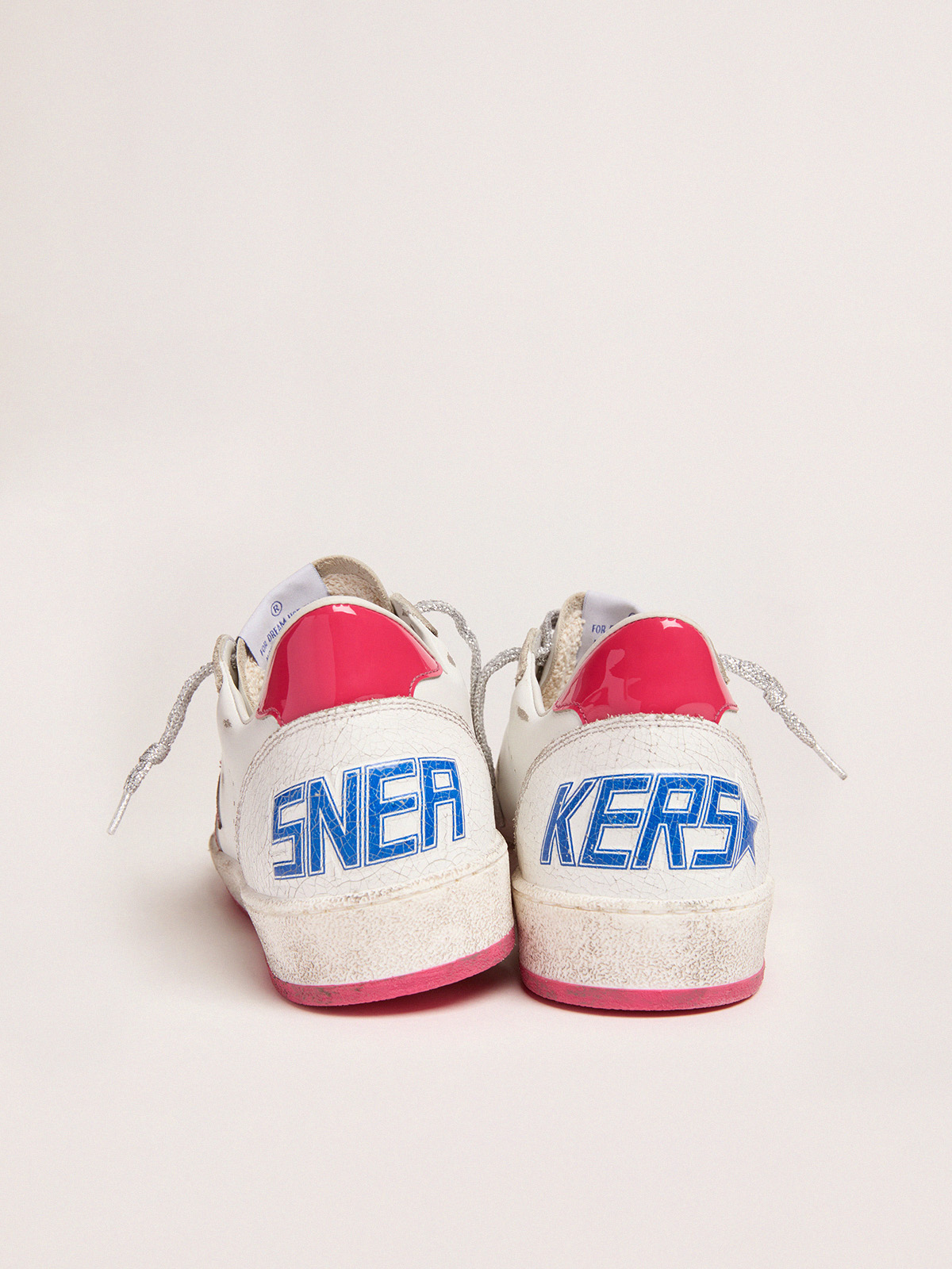 Ball Star LTD sneakers in white leather with red patent leather detail |  Golden Goose