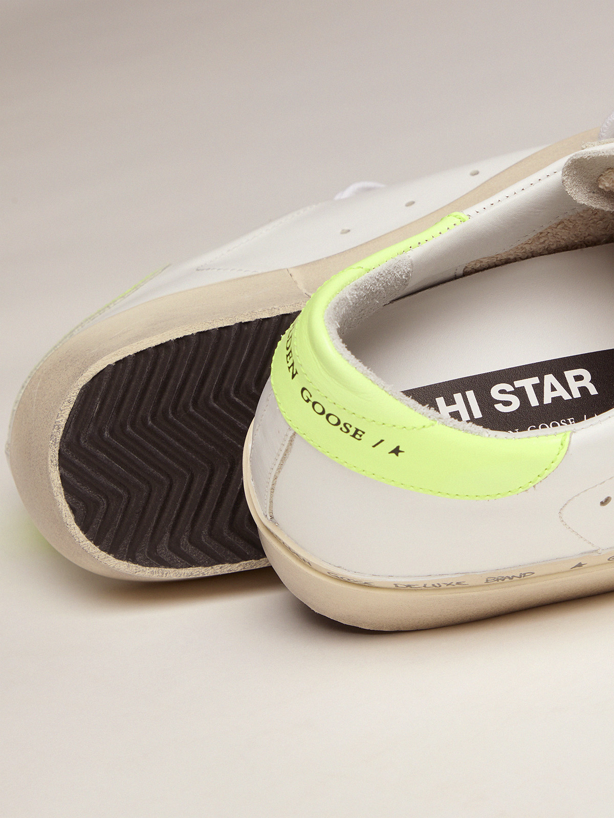 Hi Star sneakers with light blue glitter star and zebra-print insert |  Golden Goose