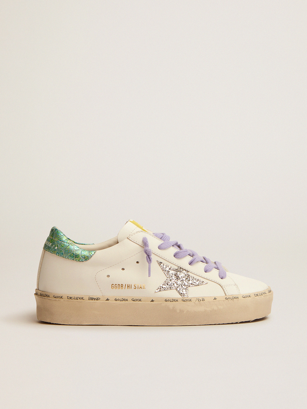 Hi Star LTD sneakers with glitter star and printed heel tab | Golden Goose