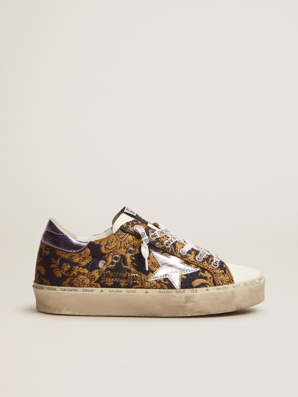 Hi Star sneakers in jacquard brocade with laminated detail | Golden Goose
